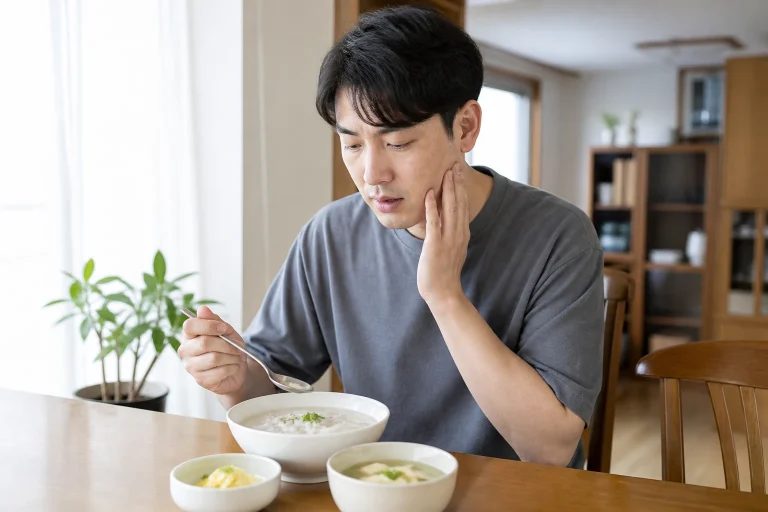 깨진 어금니 상태와 진료 준비를 설명하는 사진