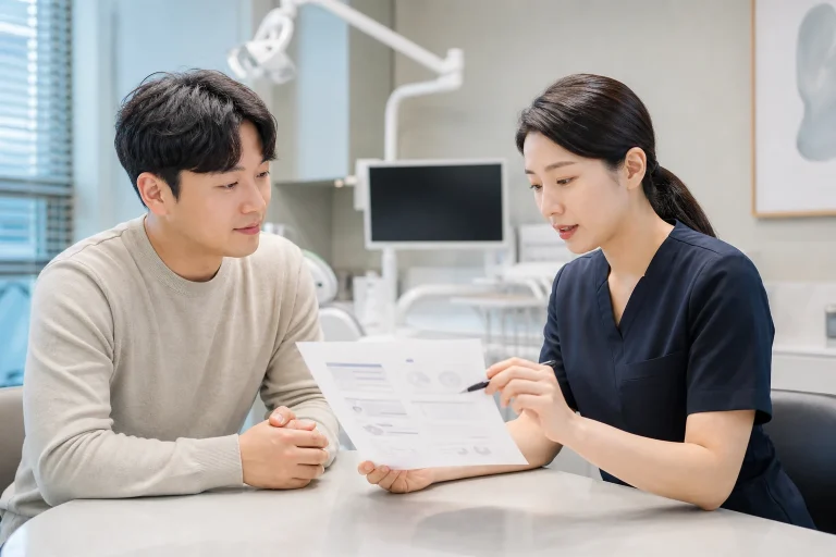 깨진 어금니 상태와 진료 준비를 설명하는 사진